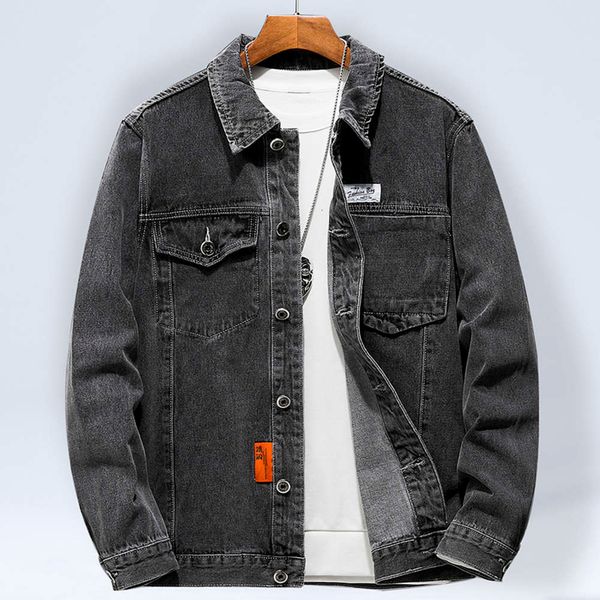 black grey denim coat men's korean work clothes spring autumn loose jacket youth leisure handsome functional top, Black;brown
black grey denim coat men's korean work clothes spring autumn loose jacket youth leisure handsome functional top, Black;brown