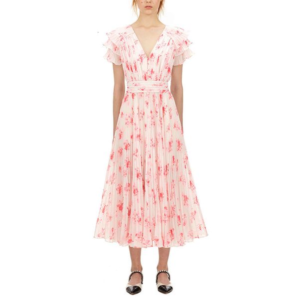 2021 new elegant draped floral printed long es for women summer runway designers v-neck short sleeve chiffon female gi6d, Black;gray
2021 new elegant draped floral printed long es for women summer runway designers v-neck short sleeve chiffon female gi6d, Black;gray