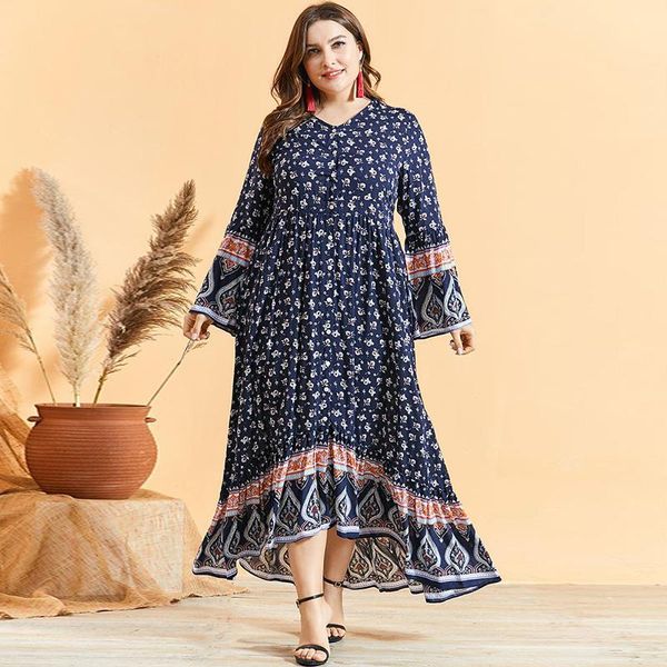 casual dresses -4xl retro floral print boho dress women summer v neck long sleeve plus size maxi beach, Black;gray
casual dresses -4xl retro floral print boho dress women summer v neck long sleeve plus size maxi beach, Black;gray