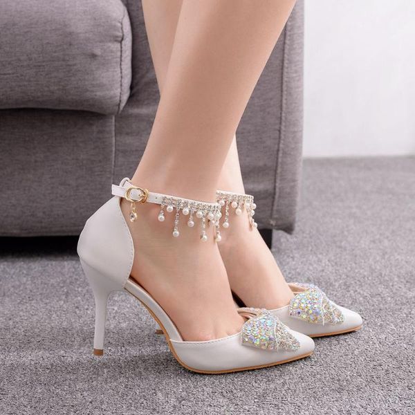 dress shoes luxury women pumps high heels pointed toe slip-on wedding party fashion sandals rhinestone bow lady stiletto, Black
dress shoes luxury women pumps high heels pointed toe slip-on wedding party fashion sandals rhinestone bow lady stiletto, Black