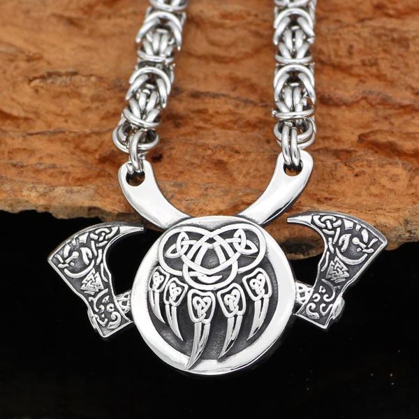 pendant necklaces stainless steel nordic viking amulet valknut small bear axe necklace -king chain with gift bag, Silver
pendant necklaces stainless steel nordic viking amulet valknut small bear axe necklace -king chain with gift bag, Silver