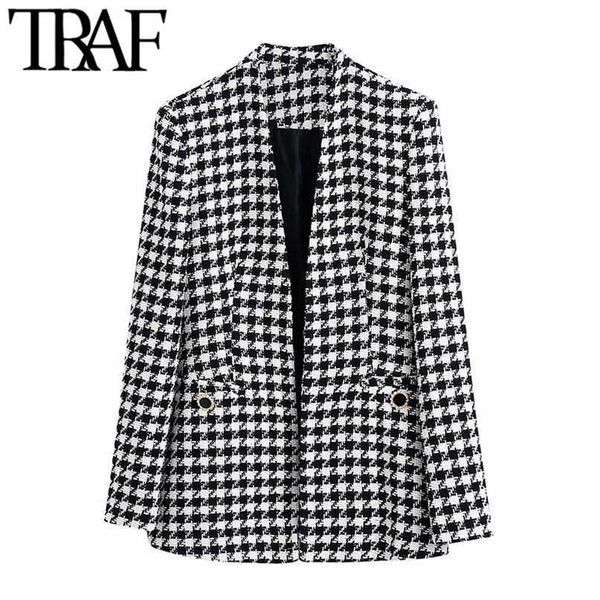 traf women fashion tweed houndstooth blazer coat vintage long sleeve welt pockets female outerwear chic veste 211122, White;black
traf women fashion tweed houndstooth blazer coat vintage long sleeve welt pockets female outerwear chic veste 211122, White;black