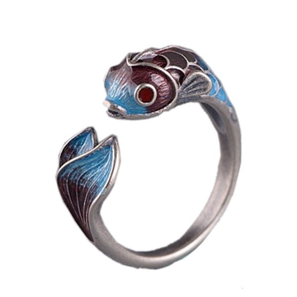 2021 new real solid s925 pure female matte ethnic style classic blue carp enamel 925 sier woman ring wt9s, Silver
2021 new real solid s925 pure female matte ethnic style classic blue carp enamel 925 sier woman ring wt9s, Silver