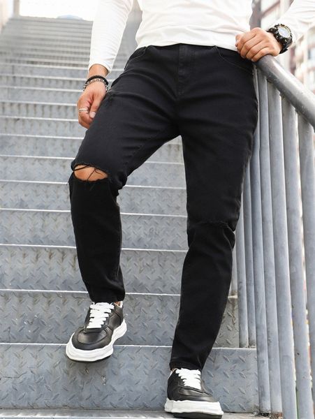 men ripped frayed tapered jeans i6em#, Blue
men ripped frayed tapered jeans i6em#, Blue