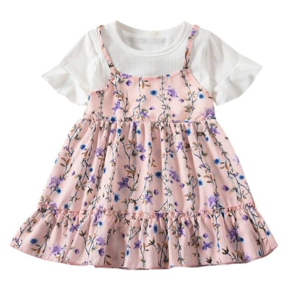 girl's dresses kids clothes girls for summer sleeve ruched floral flowers print o-neck casual baby girl fashion 20-25, Red;yellow 
girl's dresses kids clothes girls for summer sleeve ruched floral flowers print o-neck casual baby girl fashion 20-25, Red;yellow