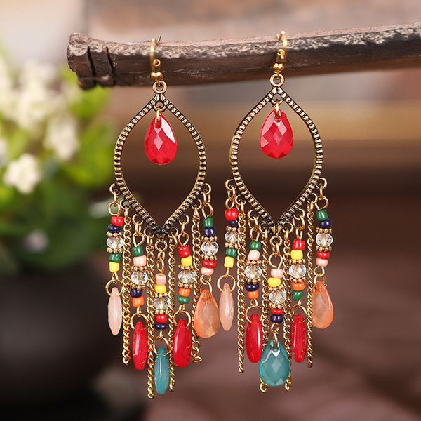 classic vintage women's corful crystal beads long tassel earrings fashion jewelry bohemia wedding earrings hangers, Silver
classic vintage women's corful crystal beads long tassel earrings fashion jewelry bohemia wedding earrings hangers, Silver