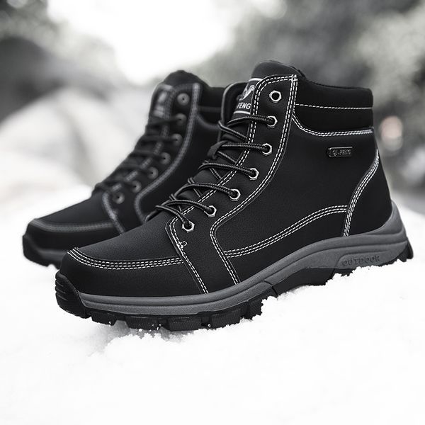 men boots fashion winter snow outdoor ankle boots for men super warm boots leather non-slip work shoes bot, Black
men boots fashion winter snow outdoor ankle boots for men super warm boots leather non-slip work shoes bot, Black