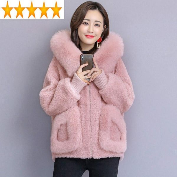 women's fur & faux hooded women autumn winter coat pink furry jacket fashion korean plus size manteau femme hiver 2021 kj3974, Black
women's fur & faux hooded women autumn winter coat pink furry jacket fashion korean plus size manteau femme hiver 2021 kj3974, Black