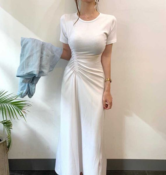 casual summer basic white o neck short sleeve tshirts dress women pleated waist slim black side slit short-sleeved all-match 210610, Black;gray
casual summer basic white o neck short sleeve tshirts dress women pleated waist slim black side slit short-sleeved all-match 210610, Black;gray