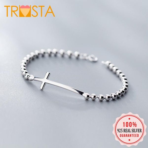 link, chain trusta 100% 925 solid real sterling silver cross beads bracelet 17cm for women girls fine jewelry ed95, Black
link, chain trusta 100% 925 solid real sterling silver cross beads bracelet 17cm for women girls fine jewelry ed95, Black