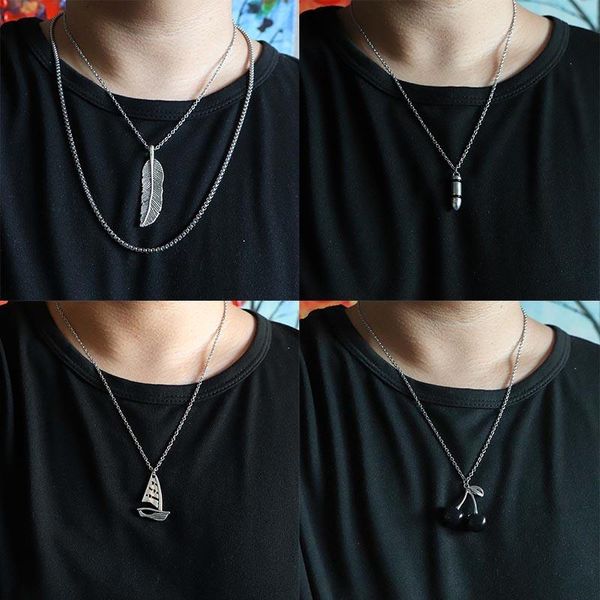pendant necklaces stainless steel necklace jewelry feather for women cute kids man hip hop no fade choker party, Silver
pendant necklaces stainless steel necklace jewelry feather for women cute kids man hip hop no fade choker party, Silver