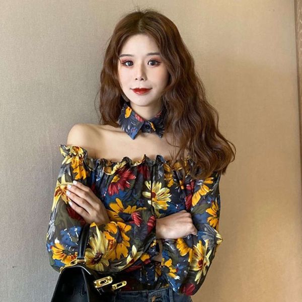 off the shoulder design small crowd wind hong kong flavor floral chiffon shirt long sleeve spring 2021 new women's clothing, White
off the shoulder design small crowd wind hong kong flavor floral chiffon shirt long sleeve spring 2021 new women's clothing, White