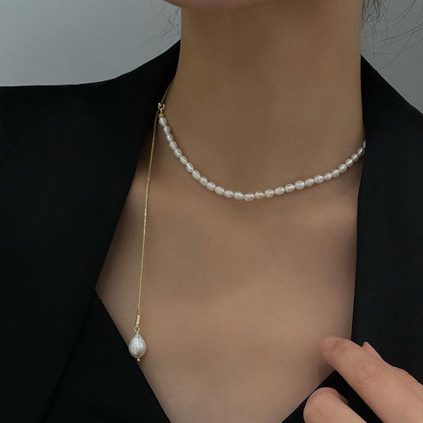 chokers irregular natural freshwater pearls gold plated chain necklace korean fashion statement simple clavicle jewelry, Golden;silver
chokers irregular natural freshwater pearls gold plated chain necklace korean fashion statement simple clavicle jewelry, Golden;silver