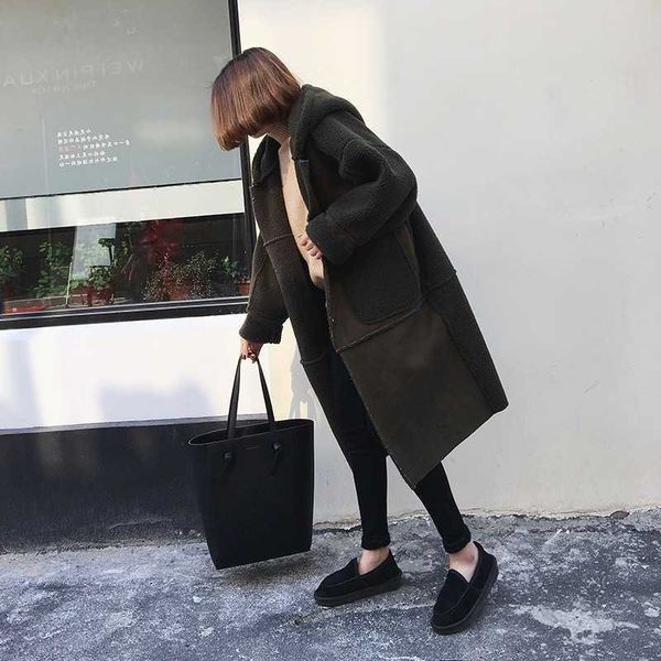 autumn winter hooded solid stitched lamb velvet thick warm coat women's cotton clothing korean long jacket female 210607, Black
autumn winter hooded solid stitched lamb velvet thick warm coat women's cotton clothing korean long jacket female 210607, Black