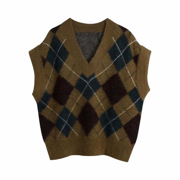 women's vests 2021 autumn knitted colourful argyle v-neck sweater vest female fashion casual women clothes, Black;white
women's vests 2021 autumn knitted colourful argyle v-neck sweater vest female fashion casual women clothes, Black;white
