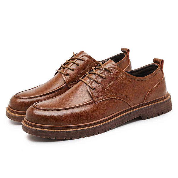 2021 autumn and winter men's fashion casual lace up leather sho busins drs breathable
