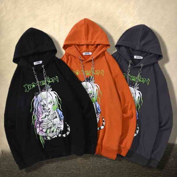 dark mourning fried street bodysuit men's trend versatile autumn and winter high street hip hop hoodie, Black
dark mourning fried street bodysuit men's trend versatile autumn and winter high street hip hop hoodie, Black