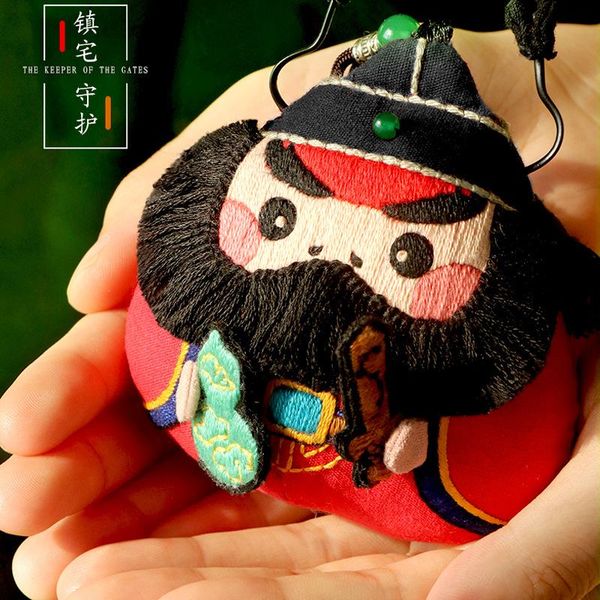 keychains embroidery diy keychain man handmade pouch key chain women holder couples keyring peace pendant llaveros zhong kui, Silver 
keychains embroidery diy keychain man handmade pouch key chain women holder couples keyring peace pendant llaveros zhong kui, Silver