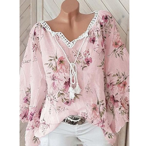 women's blouses & shirts floral print lace v-neck tee long sleeve casual loose vintage cotton linen clothing blusas y camisas, White
women's blouses & shirts floral print lace v-neck tee long sleeve casual loose vintage cotton linen clothing blusas y camisas, White