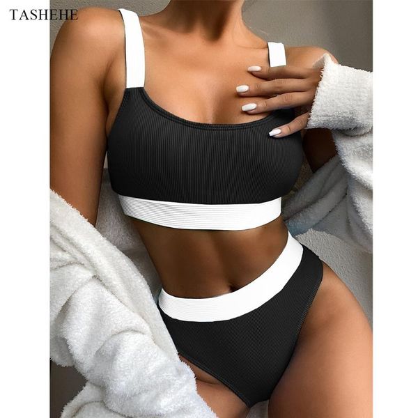 women's swimwear 2021 high waist bikinis swimsuits women push up ribbed strap bathing suit brazilian bikini set beachwear biquini, White;black
women's swimwear 2021 high waist bikinis swimsuits women push up ribbed strap bathing suit brazilian bikini set beachwear biquini, White;black