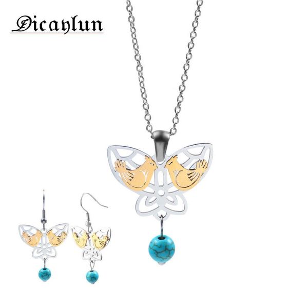 earrings & necklace dicaylun butterfly jewelry sets for women gold birds blue bead stainless steel chain pendant fashion gifts, Silver
earrings & necklace dicaylun butterfly jewelry sets for women gold birds blue bead stainless steel chain pendant fashion gifts, Silver