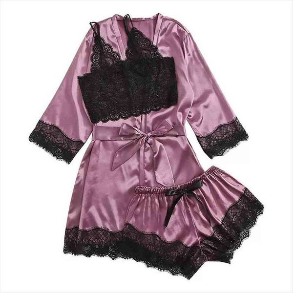3pcs pajamas set satin pyjamamas women sleepwear lace bridal nightwear rayon home wear nighty robe suit 2xl, Black;red
3pcs pajamas set satin pyjamamas women sleepwear lace bridal nightwear rayon home wear nighty robe suit 2xl, Black;red