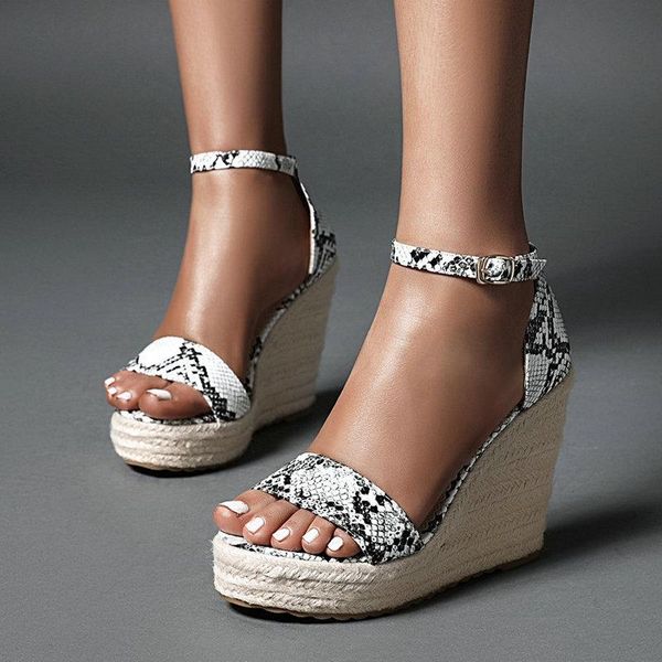 women summer wedges heel sandals fashion platform open toe sandals ladies buckle snake leather shoes woman black brown white
women summer wedges heel sandals fashion platform open toe sandals ladies buckle snake leather shoes woman black brown white