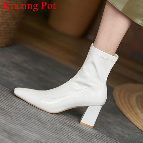 boots krazing pot big size 42 patent leather high heels sewing stretch elegant zipper brand office lady winter ankle l12, Black
boots krazing pot big size 42 patent leather high heels sewing stretch elegant zipper brand office lady winter ankle l12, Black