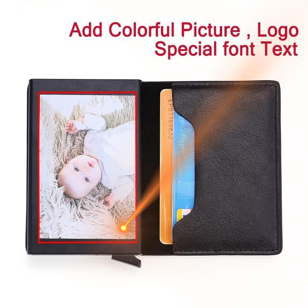 card holders engraving picture credit bank holder men women slim aluminum mini wallet small money bag brand leather smart purses, Brown;gray 
card holders engraving picture credit bank holder men women slim aluminum mini wallet small money bag brand leather smart purses, Brown;gray