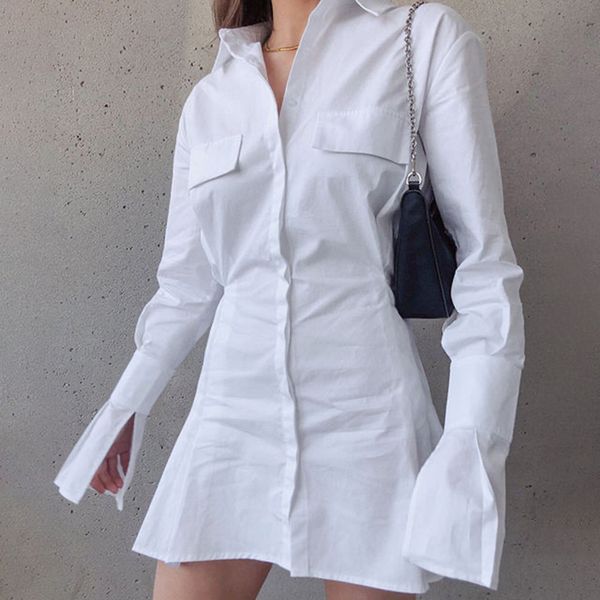 new woman white casual shirt dress woman ins girl pleated mini dress high waist a line office horn long sleeve temperament
new woman white casual shirt dress woman ins girl pleated mini dress high waist a line office horn long sleeve temperament