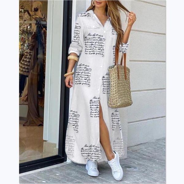 casual dresses 2021 women v-neck long sleeve blouse dress letter print high waist button down shirt loose maxi, Black;gray
casual dresses 2021 women v-neck long sleeve blouse dress letter print high waist button down shirt loose maxi, Black;gray