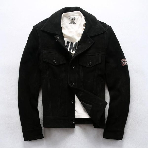 men's leather & faux avfly 2021 men cow suede jacket fashion single-breasted cowhide outdoor slim motorcycle jackets, Black
men's leather & faux avfly 2021 men cow suede jacket fashion single-breasted cowhide outdoor slim motorcycle jackets, Black