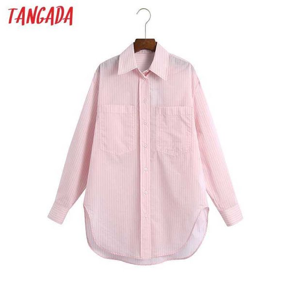 tangada women pink striped shirts long sleeve turn down collar elegant office ladies work wear blouses 6z70 210609, White
tangada women pink striped shirts long sleeve turn down collar elegant office ladies work wear blouses 6z70 210609, White