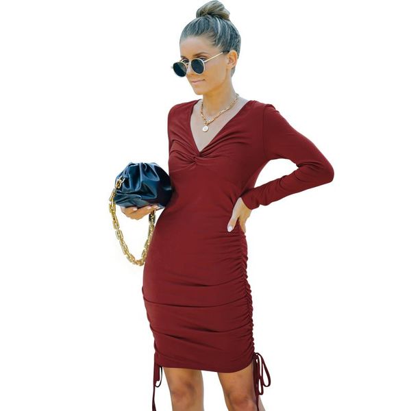 casual dresses 2021 women v neck long sleeve lace up shirring mini party dress autumn spring ladies wrap bodycon clubwear vestidos wdc8568, Black;gray
casual dresses 2021 women v neck long sleeve lace up shirring mini party dress autumn spring ladies wrap bodycon clubwear vestidos wdc8568, Black;gray