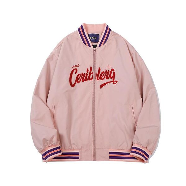 men's jackets 2021 spring and autumn couple pink embroidered bomber jacket tide american thin baseball uniform for men women, Black;brown
men's jackets 2021 spring and autumn couple pink embroidered bomber jacket tide american thin baseball uniform for men women, Black;brown