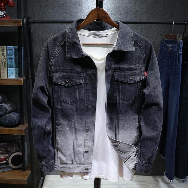 men's jackets 2021 men vintage gradient black and white slim denim jacket mens streetwear hip hop casual motorcycle jean coat, Black;brown
men's jackets 2021 men vintage gradient black and white slim denim jacket mens streetwear hip hop casual motorcycle jean coat, Black;brown