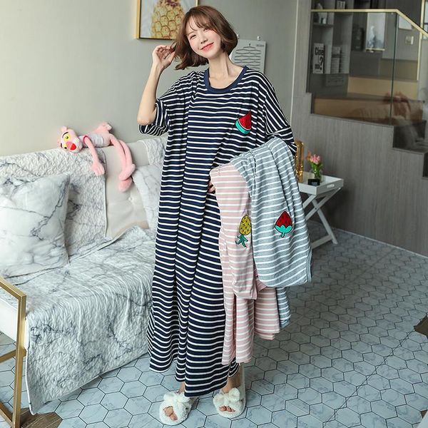 women's sleepwear cotton striped nightgown -6xl women short sleeve nightdress casual home gown summer long loose robe homewear, Black;red
women's sleepwear cotton striped nightgown -6xl women short sleeve nightdress casual home gown summer long loose robe homewear, Black;red