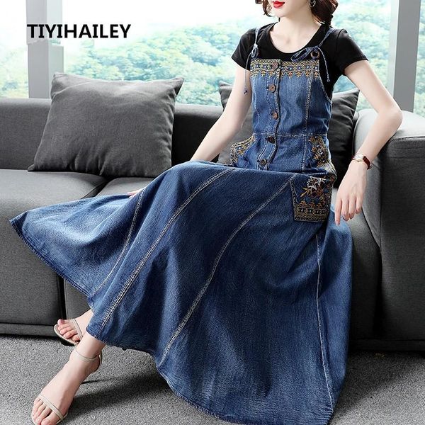 casual dresses tiyihailey fashion summer embroidery sleeveless denim dress for women long maxi -xl vintage spaghetti strap, Black;gray
casual dresses tiyihailey fashion summer embroidery sleeveless denim dress for women long maxi -xl vintage spaghetti strap, Black;gray