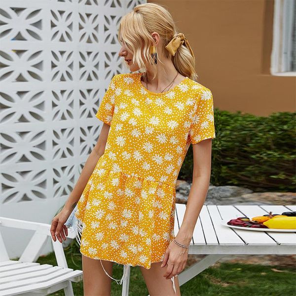 women's t-shirt women long printed summer round neck short-sleeve casual yellow wx188, White
women's t-shirt women long printed summer round neck short-sleeve casual yellow wx188, White