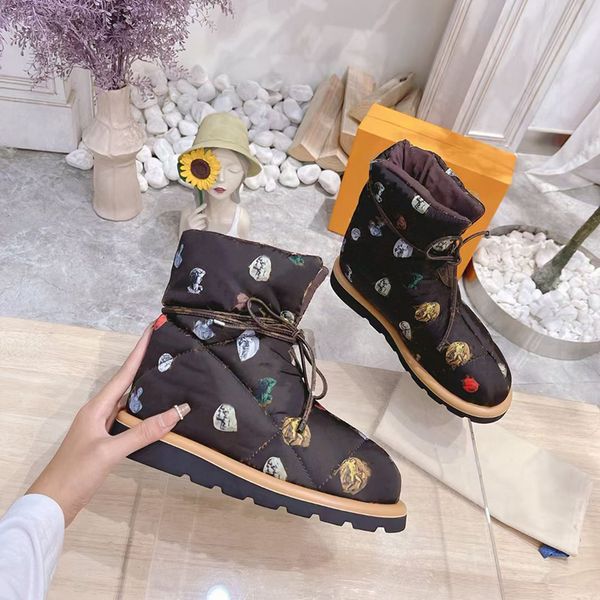 women designer winter boot pillow comfort ankle boots print lace up down snow boot fashion casual shoes leather, Black
women designer winter boot pillow comfort ankle boots print lace up down snow boot fashion casual shoes leather, Black