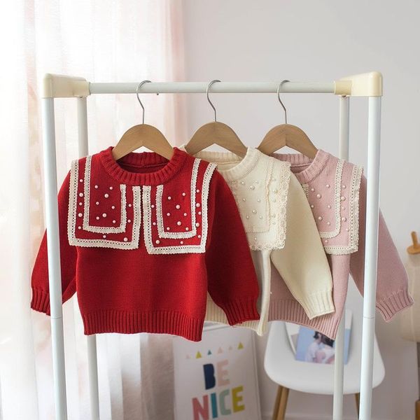 pullover 2021 autumn winter children's sweater lace, Blue