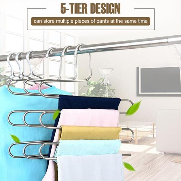 hangers & racks 1/2pcs pants hanger 5-tier s-shaped stainelss steel rack closet space saving organizer
hangers & racks 1/2pcs pants hanger 5-tier s-shaped stainelss steel rack closet space saving organizer