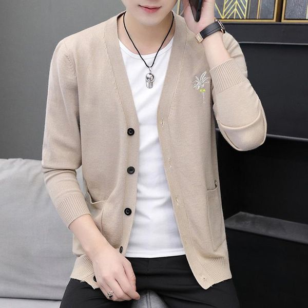 men's sweaters comfortable cardigan sweater autumn winter fashion easy match trend embroidered pure color jacket, White;black
men's sweaters comfortable cardigan sweater autumn winter fashion easy match trend embroidered pure color jacket, White;black