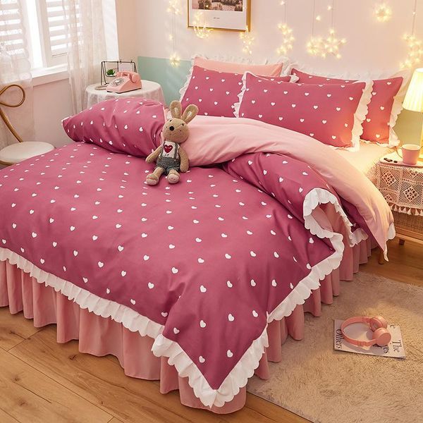 bedding sets 4pcs heart bed cover set duvet skirt with pillowcases bedclothes comforter king home decor 61094
bedding sets 4pcs heart bed cover set duvet skirt with pillowcases bedclothes comforter king home decor 61094