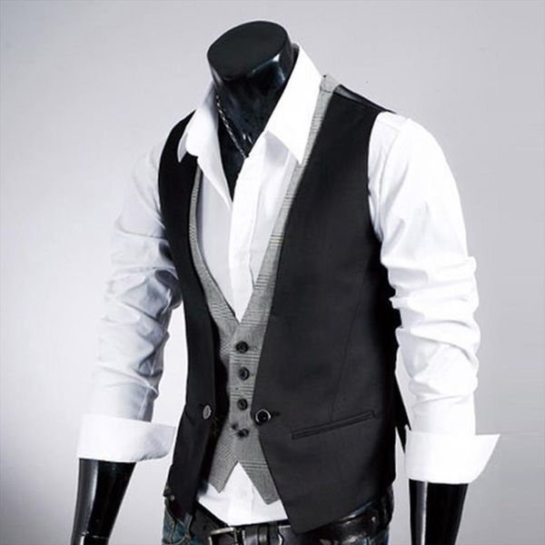 solid color button two pieces single casual slim business gilet waistcoat vest v hombre chalecos para fake neck men, White;black
solid color button two pieces single casual slim business gilet waistcoat vest v hombre chalecos para fake neck men, White;black