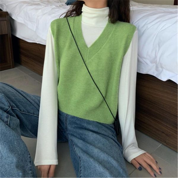 women's vests korean 2021 spring autumn vintage sleeveless v-neck knitted vest sweater women elegant pullovers femme casual short tank, Black;white
women's vests korean 2021 spring autumn vintage sleeveless v-neck knitted vest sweater women elegant pullovers femme casual short tank, Black;white