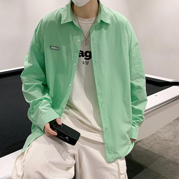 men's casual shirts brand 2021 spring autumn long sleeves hip hop collar korea style for solid basic harajuku clothing, White;black
men's casual shirts brand 2021 spring autumn long sleeves hip hop collar korea style for solid basic harajuku clothing, White;black