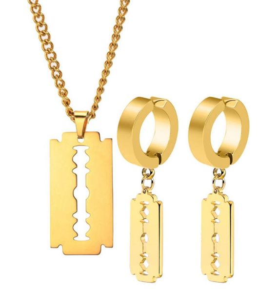 earrings & necklace 316l stainless steel earring set non-fade hip hop razor blade jewelry no fade, Silver
earrings & necklace 316l stainless steel earring set non-fade hip hop razor blade jewelry no fade, Silver