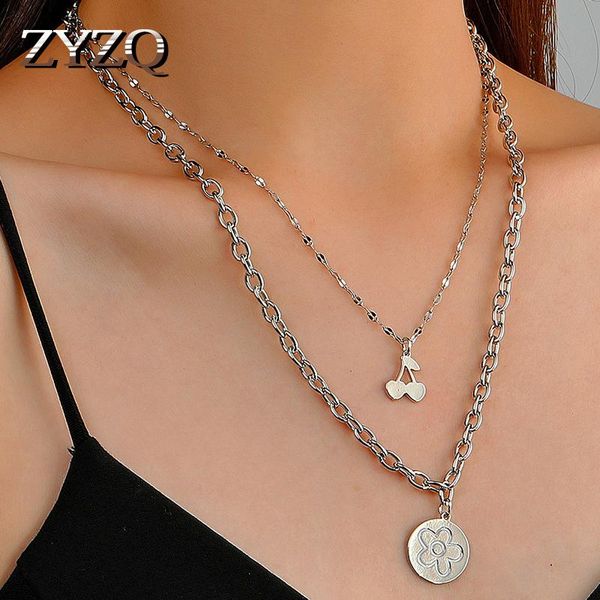 pendant necklaces zyzq korean cherry flower double layered necklace for women simple trend clavicle chain creativity jewelry accessories, Silver
pendant necklaces zyzq korean cherry flower double layered necklace for women simple trend clavicle chain creativity jewelry accessories, Silver