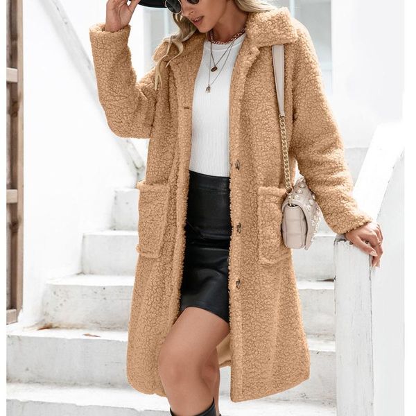 women's wool & blends long-sleeved solid color patchwork fleece warm coat with button pockets long jacket trench for women, Black
women's wool & blends long-sleeved solid color patchwork fleece warm coat with button pockets long jacket trench for women, Black